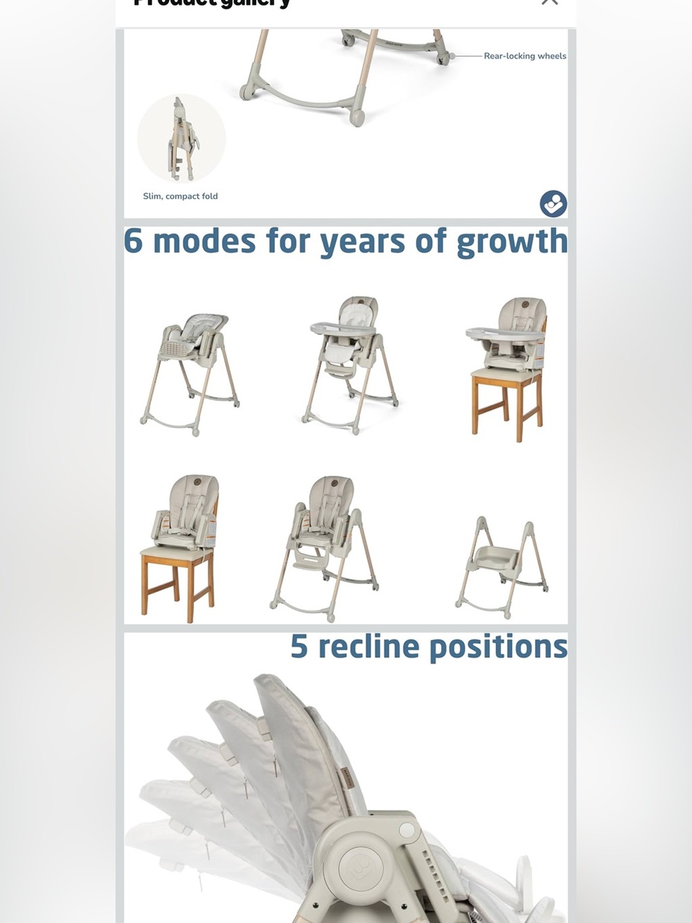 Maxi-Cosi Classic Oatmeal High Chair for Kids - Cream - Picture 4 of 11